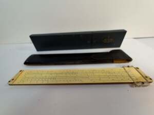 Vintage Sun Hemmi Bamboo Slide Rule with Case